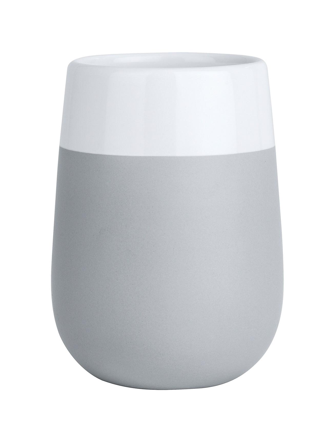 Zahnputzbecher Malta 22050100 - Weiß/Grau, MODERN, Keramik (8/11/8cm) - Wenko