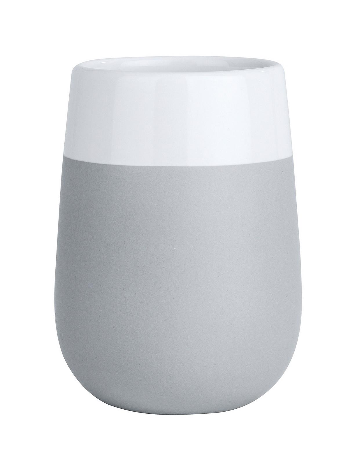 Zahnputzbecher Malta 22050100 - Weiß/Grau, MODERN, Keramik (8/11/8cm) - Wenko
