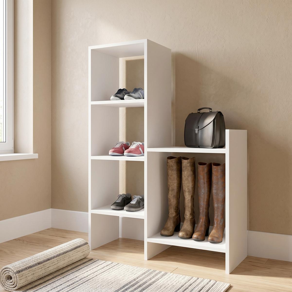 SCHUHREGAL EARL SCHUHREGAL - Weiß, Design, Holzwerkstoff (85,6/120/35,6cm) - Livetastic