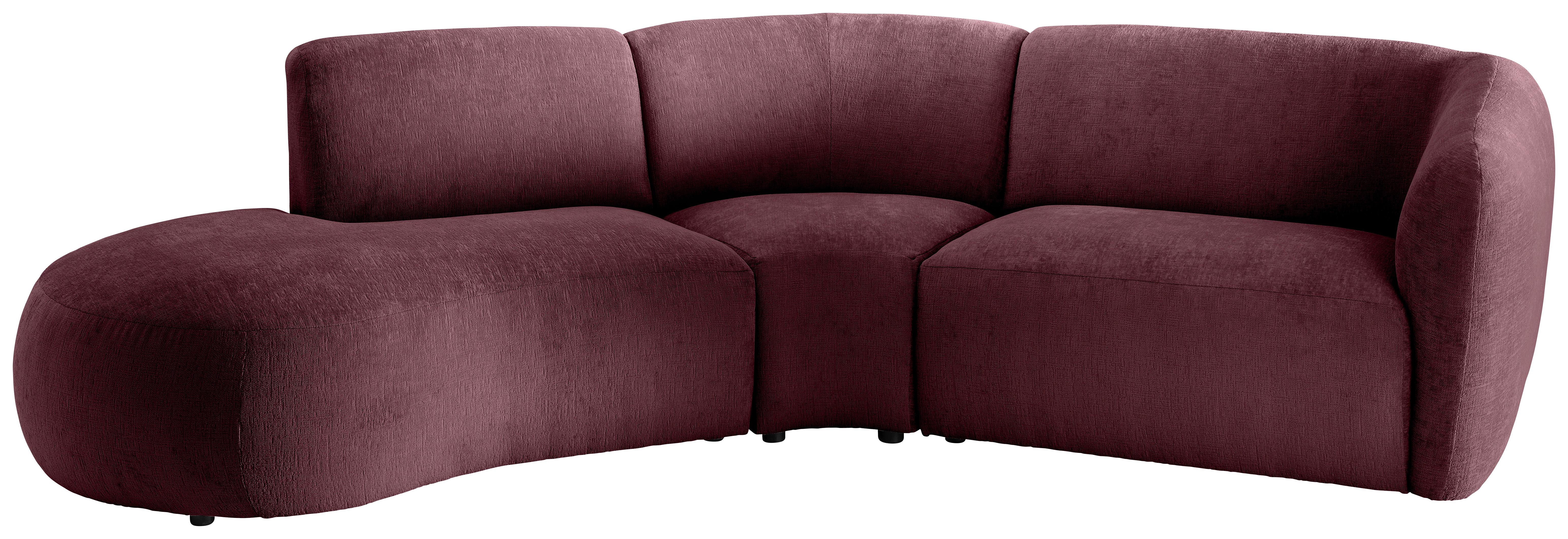 ECKSOFA Jesi, Bordeaux S: 182x276 cm - Bordeaux/Schwarz, MODERN, Textil (182/276cm) - Livetastic