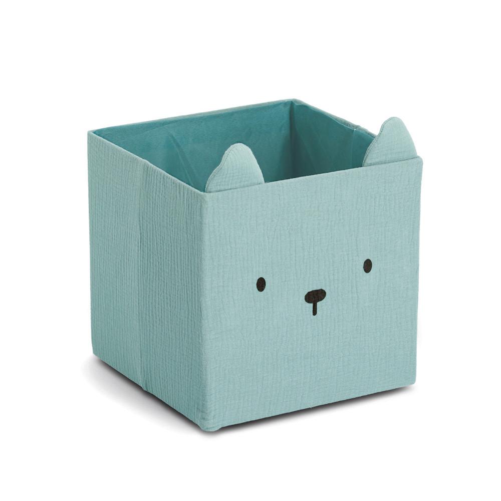 Aufbewahrungsbox 'Bär' minttürkis, ca. 28x28x28 cm - Minttürkis, MODERN, Kunststoff/Textil (28/28/28cm)