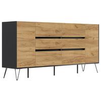 Sideboard Posseik Industrial Graphitfarben /eichef. B:199cm - Eichefarben/Schwarz, Design, Holzwerkstoff (199/93,6/42cm) - P & B