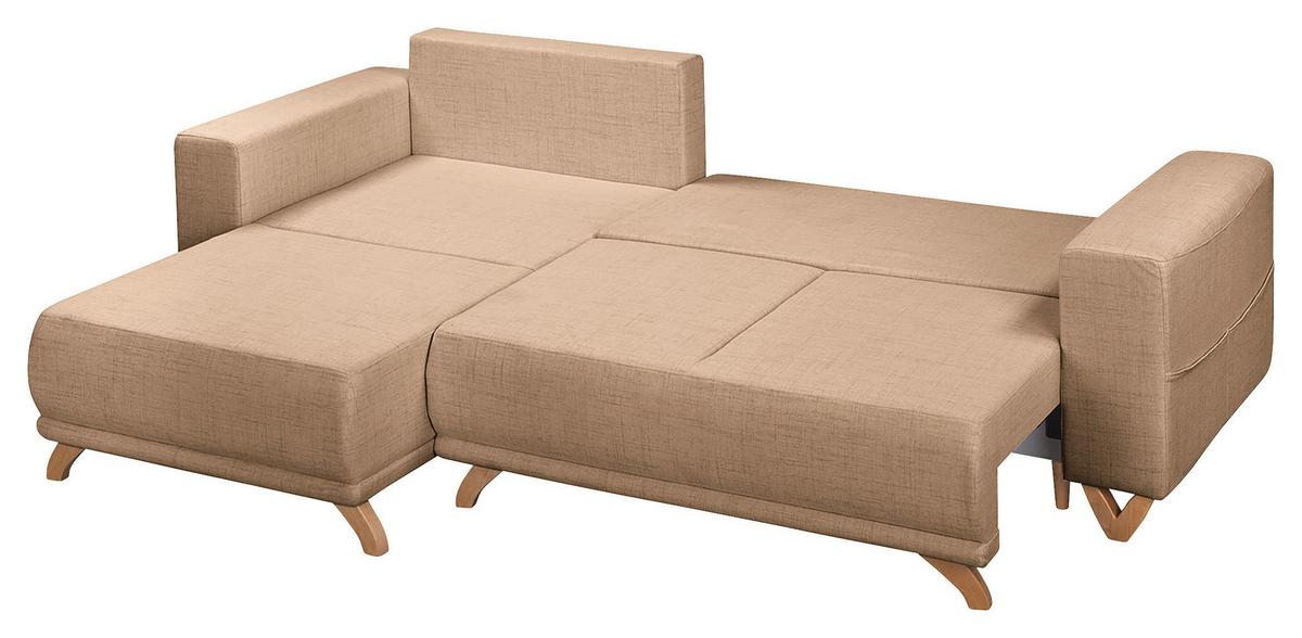 Ecksofa Bella Beige S: 257x174 cm - Wengefarben/Beige, Design, Textil (257/174cm) - Livetastic