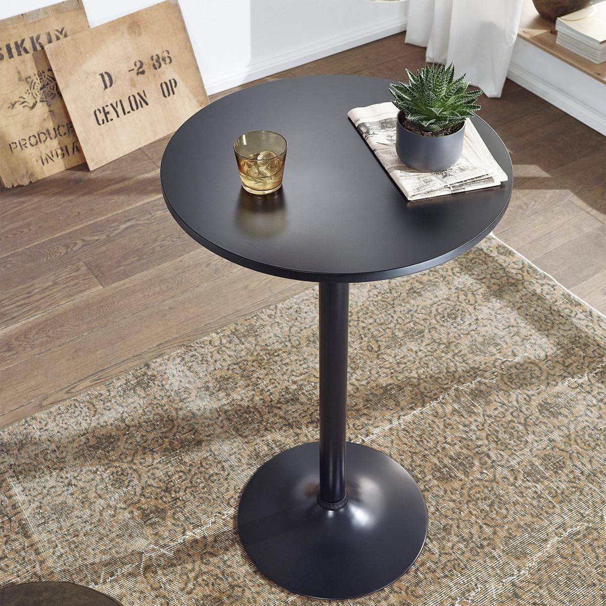 Kulatý bistro stolek, Ø 60 cm, černý - černá, Moderní, kov/kompozitní dřevo (60/100cm) - MID.YOU