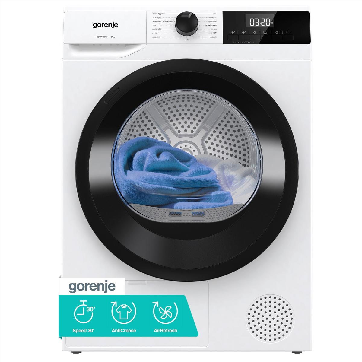 Wärmepumpentrockner D2HNE7D/AT Füllmenge ca. 7 kg, EEKL: D - Weiß, Basics, Kunststoff/Metall (59,5/84,5/51cm) - Gorenje