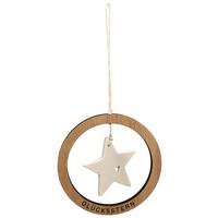 Závesná dekorácia KYLIE - biela/prírodná farba, Konventionell, kompozitné drevo/keramika (9,5/9,5/0,5cm) - Mömax