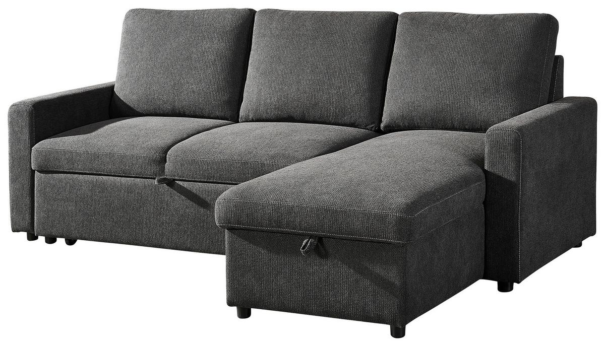 Rohová sedačka SORO, obojstranná, antracitová - čierna/antracitová, Basics, kov/drevo (227/89/148cm) - Based