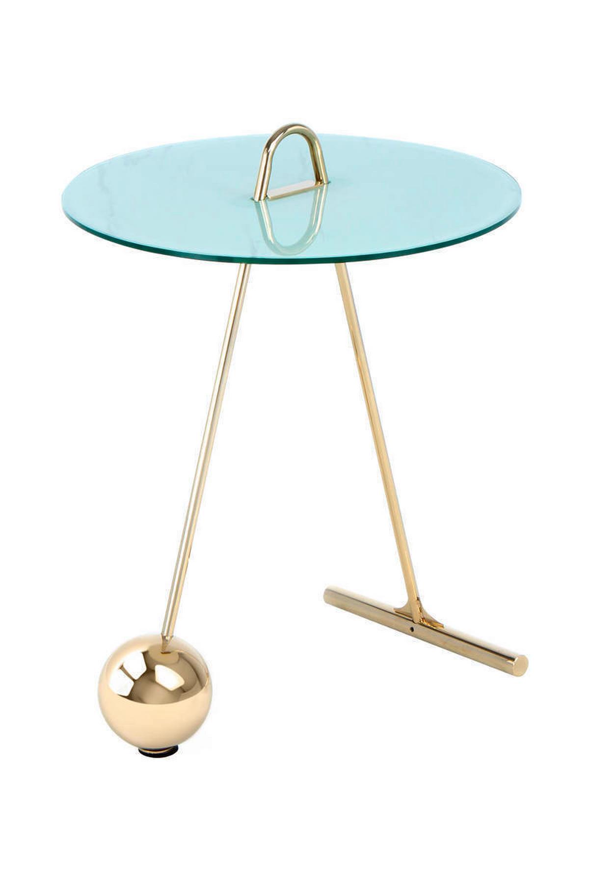 Beistelltisch Pendulum Weiß/Goldfarben - Goldfarben/Weiß, Basics, Glas/Metall (46/60cm) - Kayoom