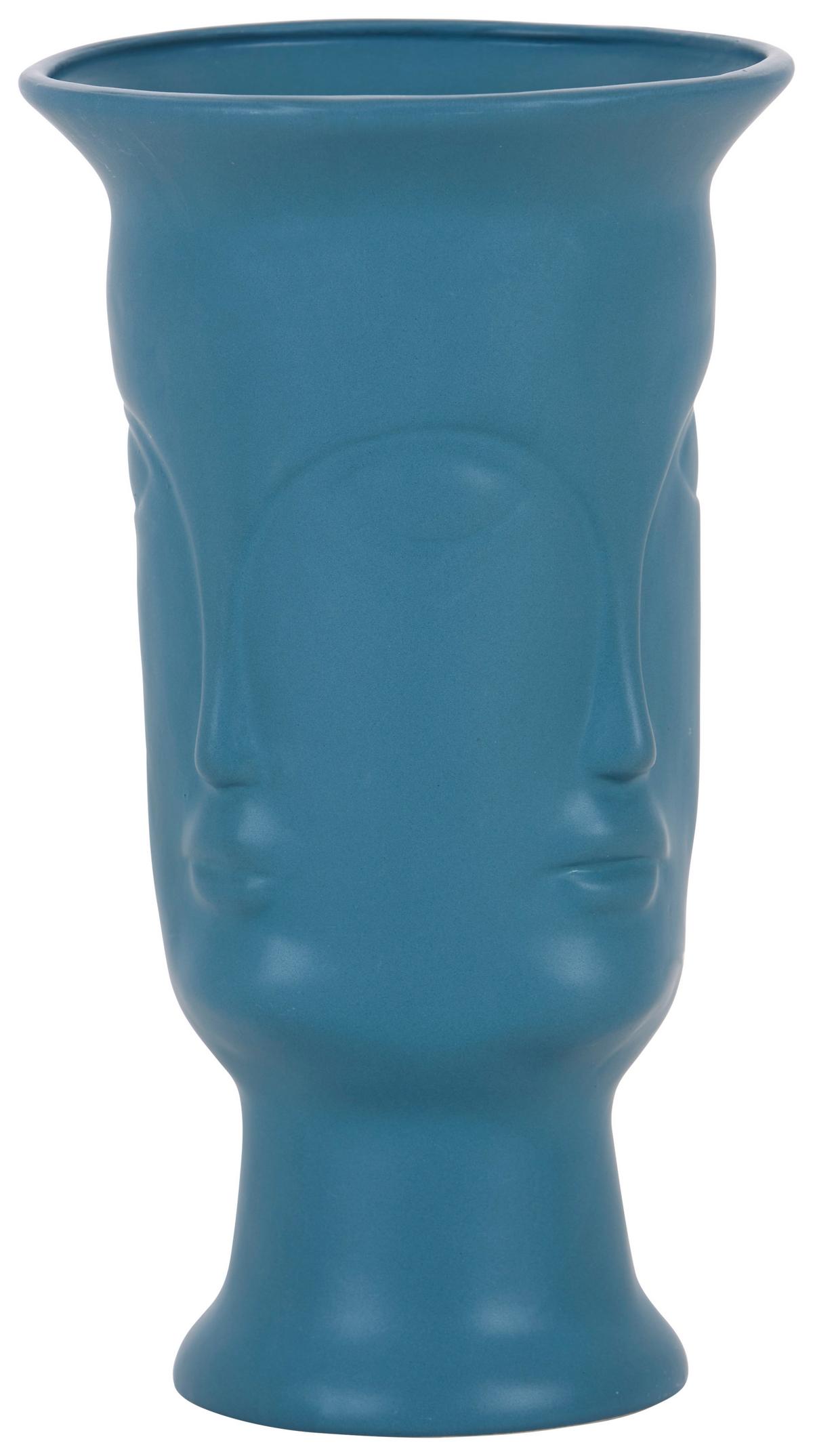 Vase Herodes Porzellan Blau H: 29,5 cm - Blau, MODERN, Keramik (17/29,5cm) - Luca Bessoni
