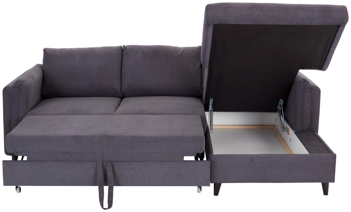 Ecksofa mit Schlaffunktion und Bettkasten Rokem Anthrazit - Taupe/Anthrazit, MODERN, Textil (232/149cm) - Ondega