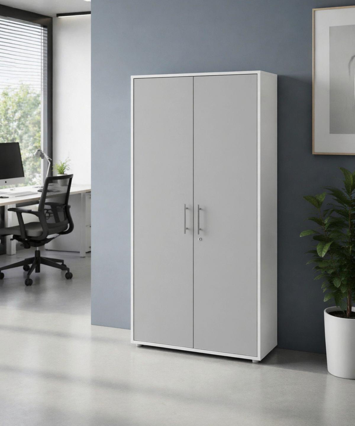 AKTENSCHRANK OFFICE EDITION - Hellgrau/Weiß, MODERN, Holzwerkstoff (84,4/185,6/33cm) - MID.YOU