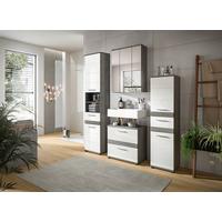 Koupelna Blake, 4-dílná, bílo-šedá - černá/barvy stříbra, Moderní, kompozitní dřevo/plast (150cm) - MID.YOU
