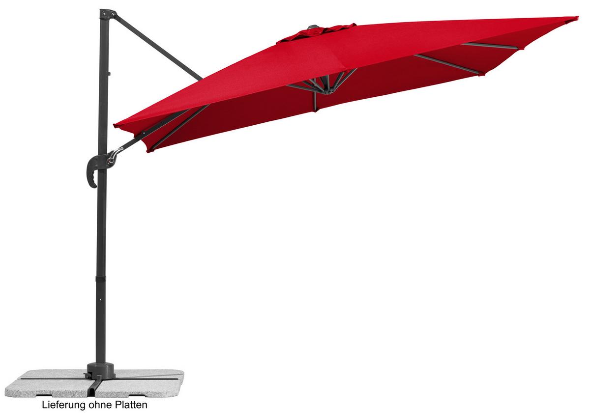 Ampelschirm Rhodos Junior BxHxT: 338x239x270 cm Rot - Anthrazit/Rot, Basics, Textil/Metall (338/239/270cm) - Schneider