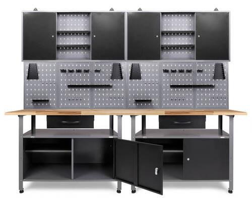 Werkbank-set Klaus Echtholz/stahl B: 240 Cm - Anthrazit/Grau, Basics, Holz/Metall (240/205/60cm)