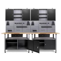 Werkbank-set Klaus Echtholz/stahl B: 240 Cm - Anthrazit/Grau, Basics, Holz/Metall (240/205/60cm)