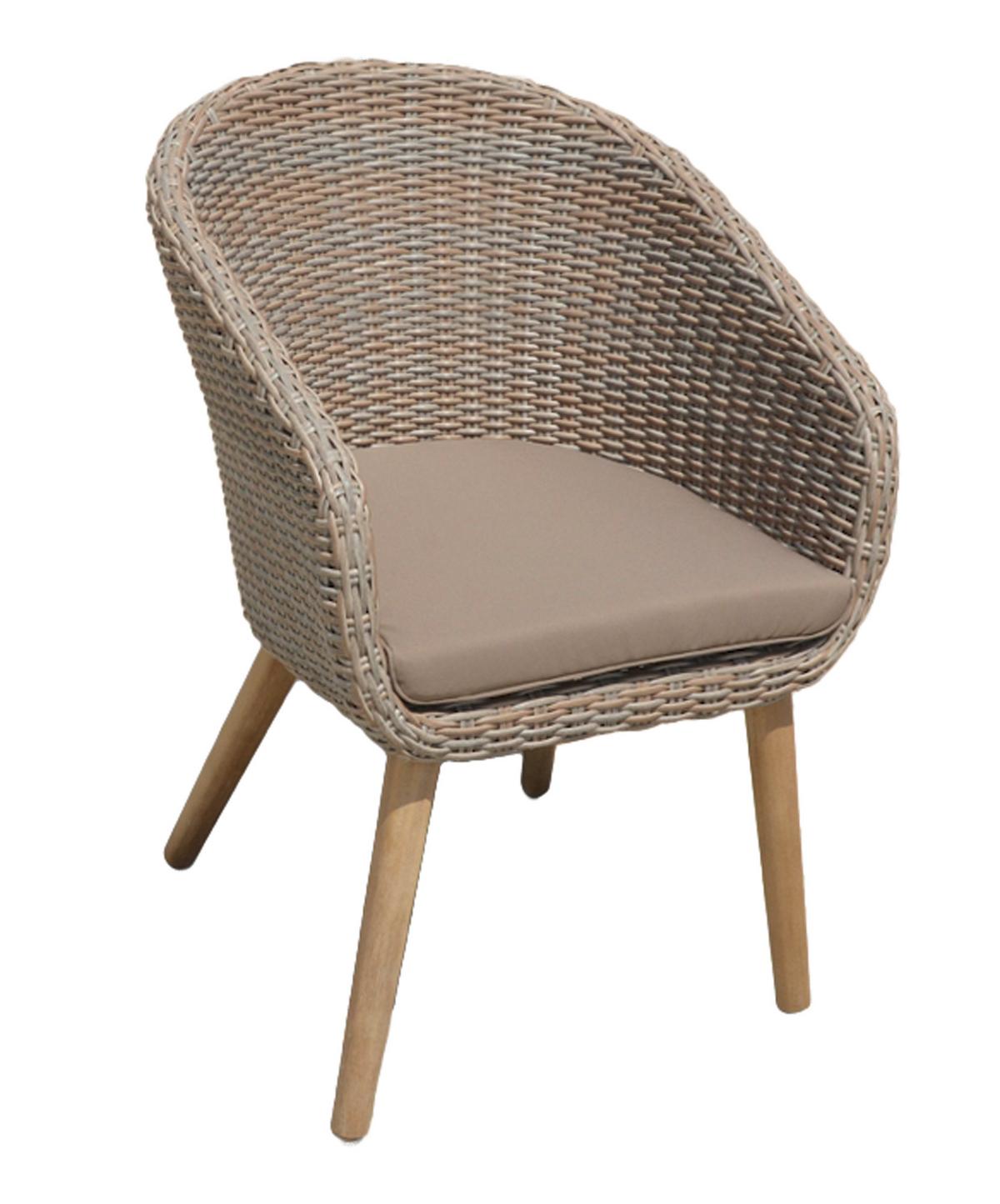 Gartensessel-Set 4-Tlg. Visalia Akazienholz - Beige/Hellgrau, Basics, Holz/Kunststoff (62/82/66cm) - Gardenson