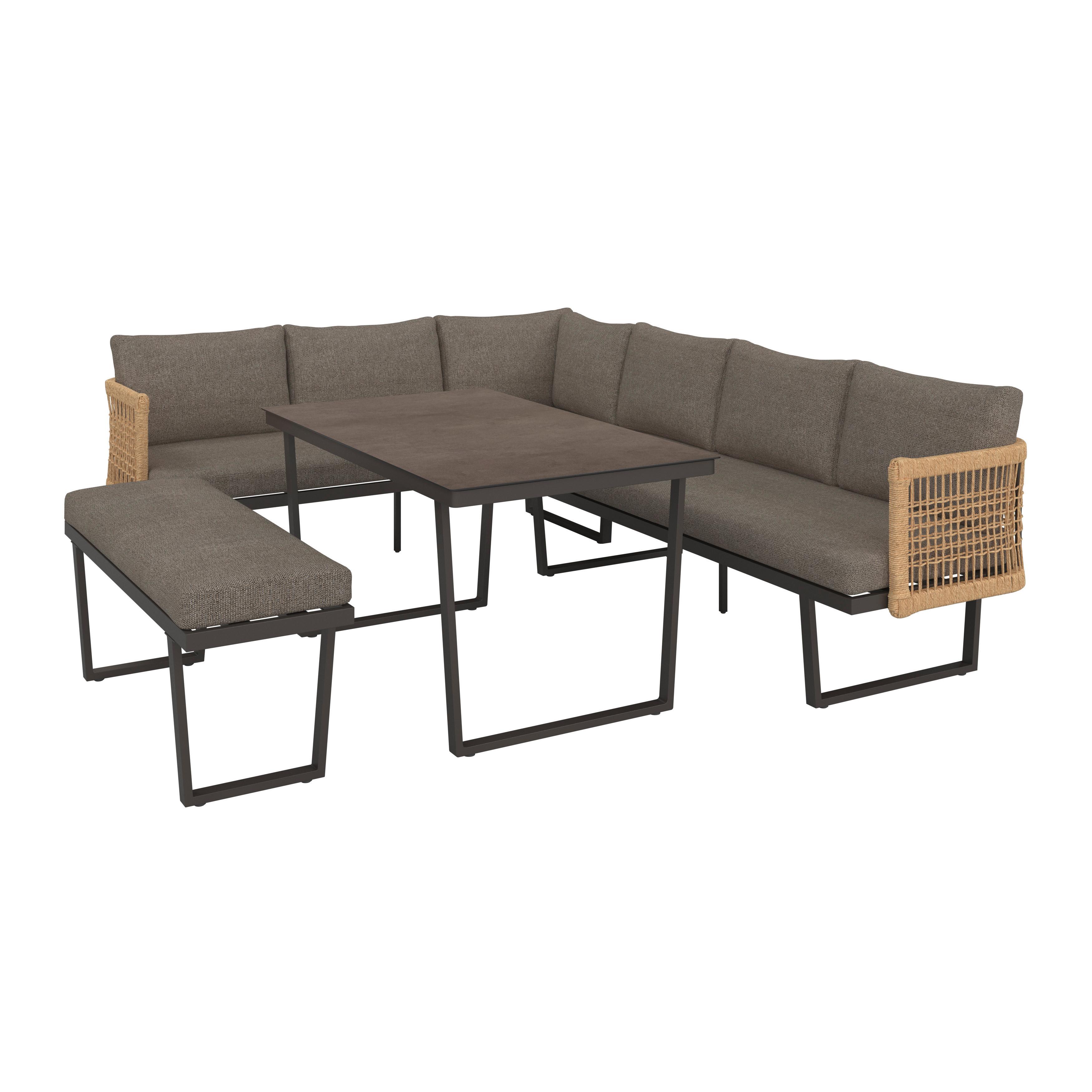 Loungegarnitur Bologna - Anthrazit/Braun, MODERN, Glas/Kunststoff (256/198cm) - Beldano