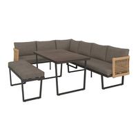 Loungegarnitur Bologna - Anthrazit/Braun, MODERN, Glas/Kunststoff (256/198cm) - Beldano
