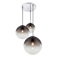 Hängeleuchte Varus H: 120 Cm 3-Flammig, Dynamisches Design - Chromfarben/Grau, Design, Glas/Metall (51/120cm) - Globo