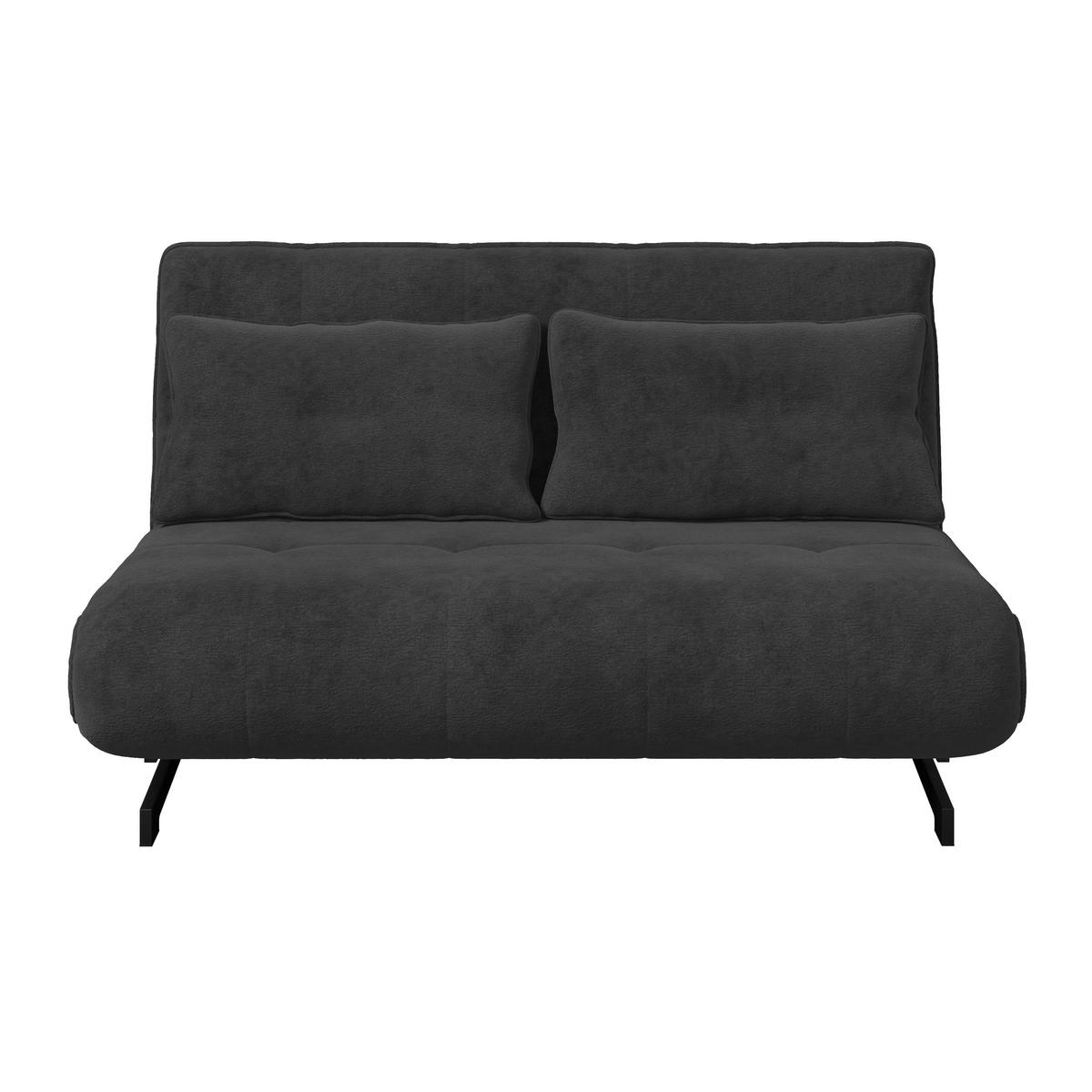 Rozkládací pohovka LUNA, tmavě šedé buklé, max.240 kg - černá/tmavě šedá, Moderní, kov/textil (142/62/40cm) - Bessagi Home