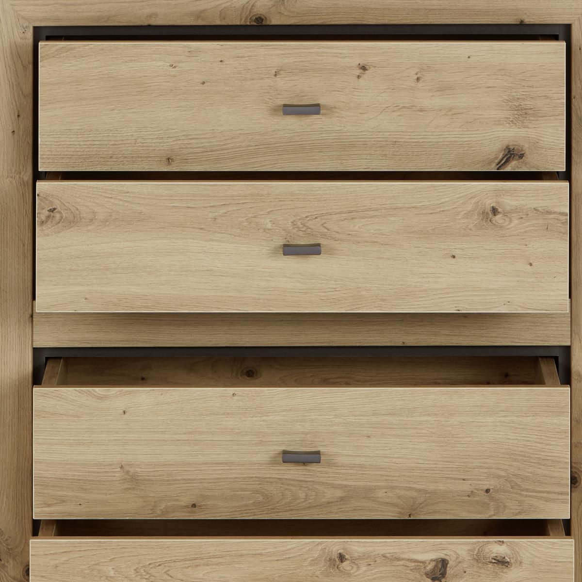 ŠIROKÁ KOMODA HARVEY - barvy dubu/antracitová, Lifestyle, kov/kompozitní dřevo (160/89,5/43cm)