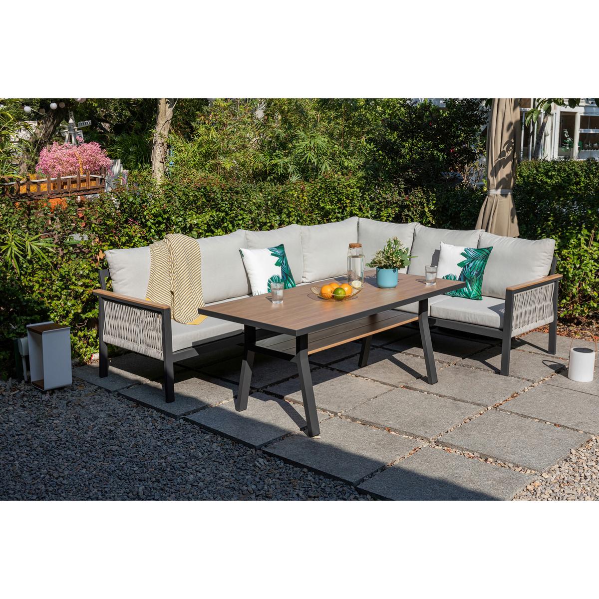 DINING-LOUNGESET CANORA - Ecru/Anthrazit, MODERN, Textil/Metall - Gardenson