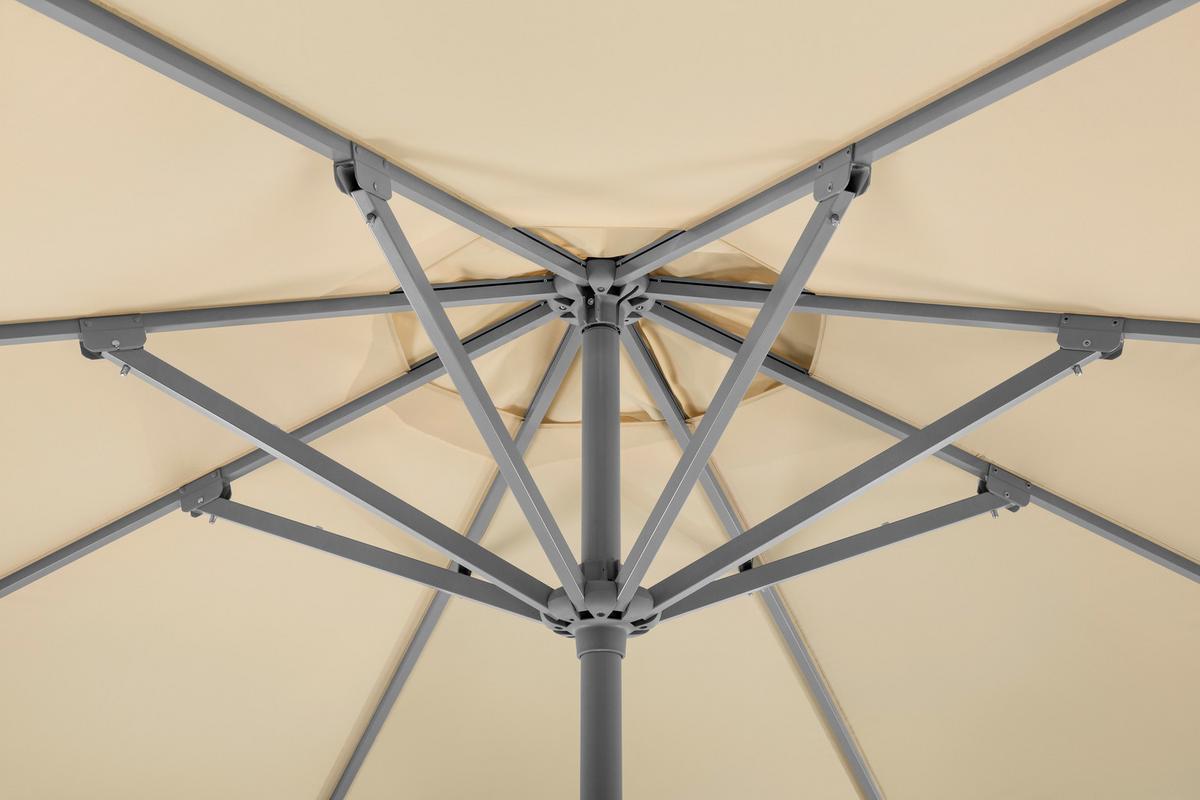 Sonnenschirm Rooftop 350 X 275 X 350 cm Lichtecht Naturfarben - Silberfarben/Naturfarben, Basics, Textil/Metall (350/275/350cm) - Schneider