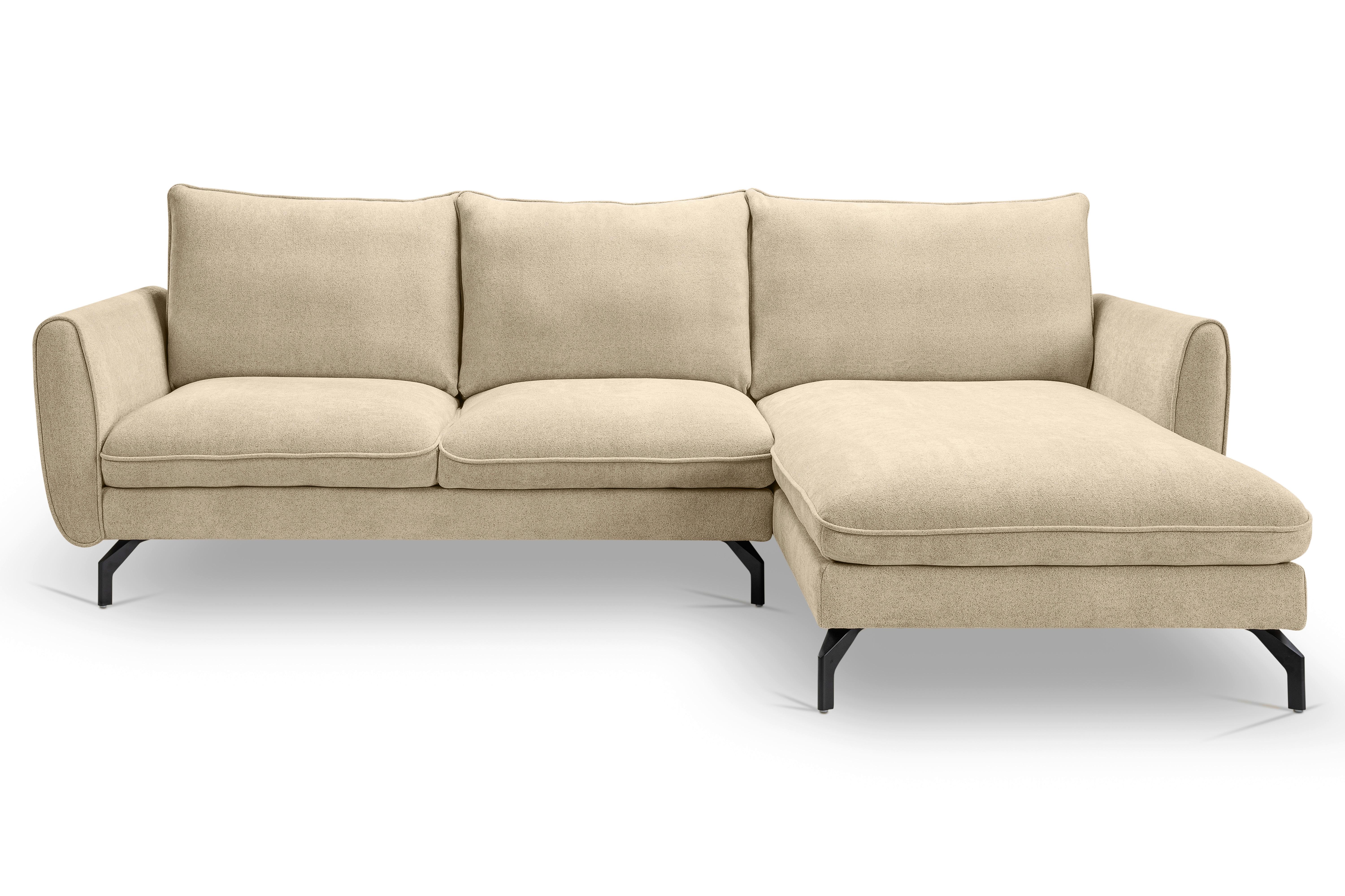 Ecksofa Toronto Beige S: 259x165cm - Beige/Schwarz, Basics, Holz/Textil (259/165cm) - MID.YOU