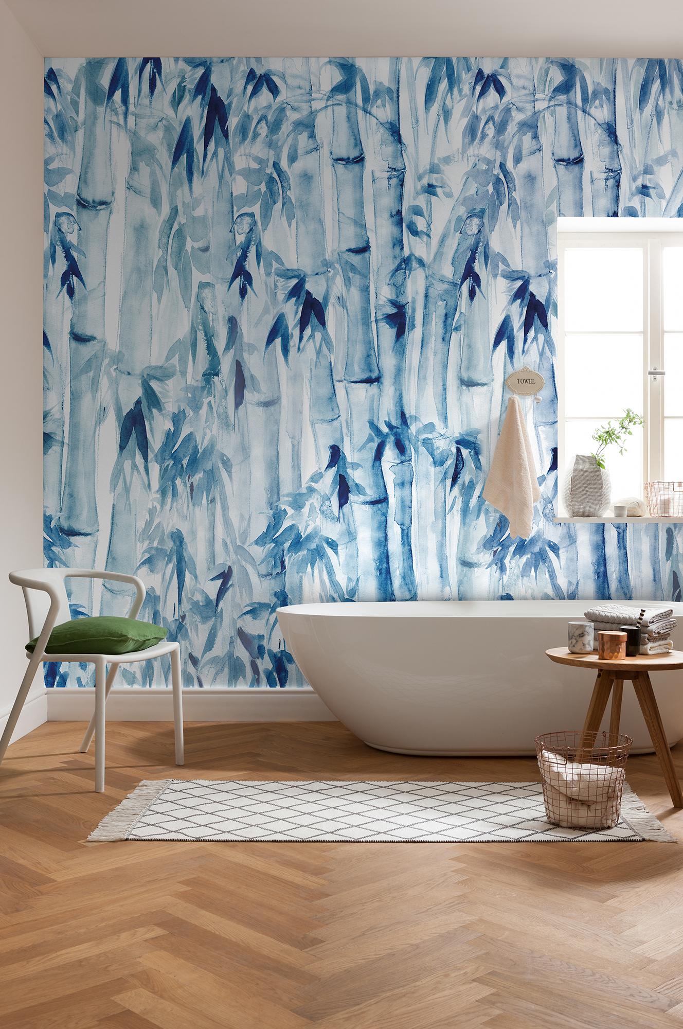 Fototapete R3-033 Bamboos - Blau/Weiß, Trend (300/280cm)