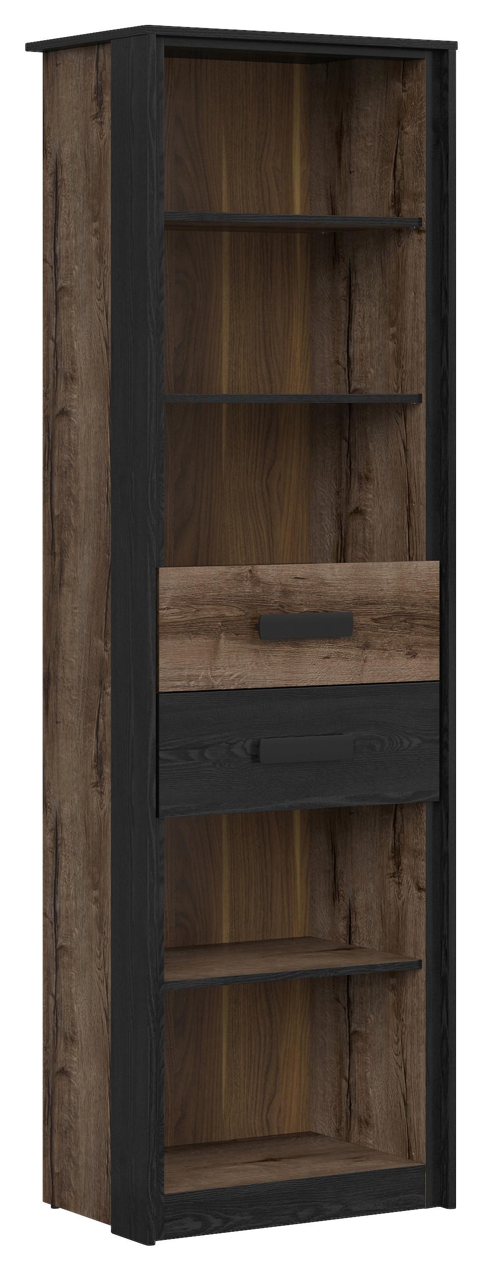 Highboard Kassel Cabinet - Eichefarben/Schwarz, Design, Holzwerkstoff (60/195cm)