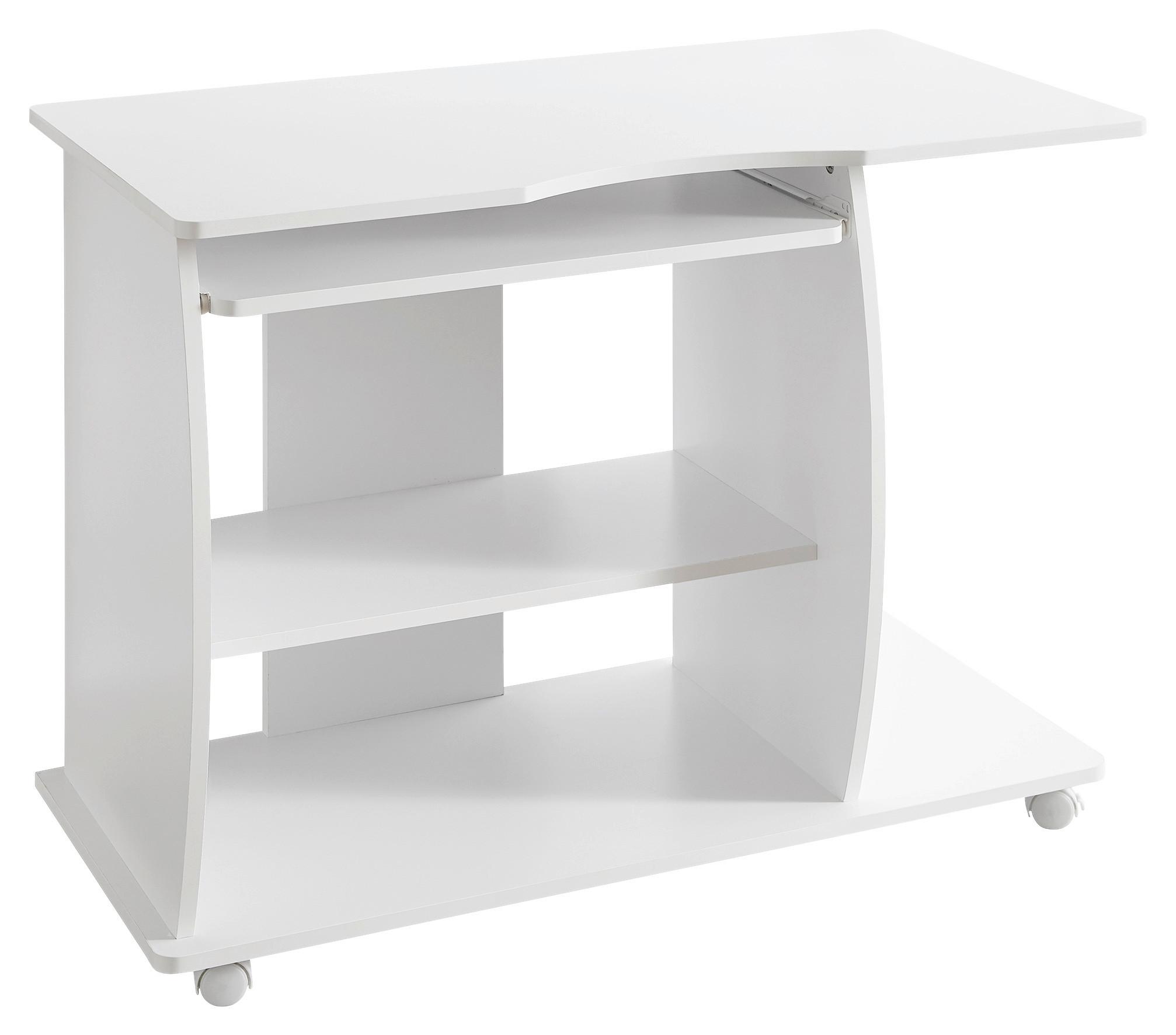 Computertisch Auf Rollen B 90cm H 71cm Diana, Weiß - Weiß, KONVENTIONELL, Holzwerkstoff/Kunststoff (50/90/71cm) - MID.YOU