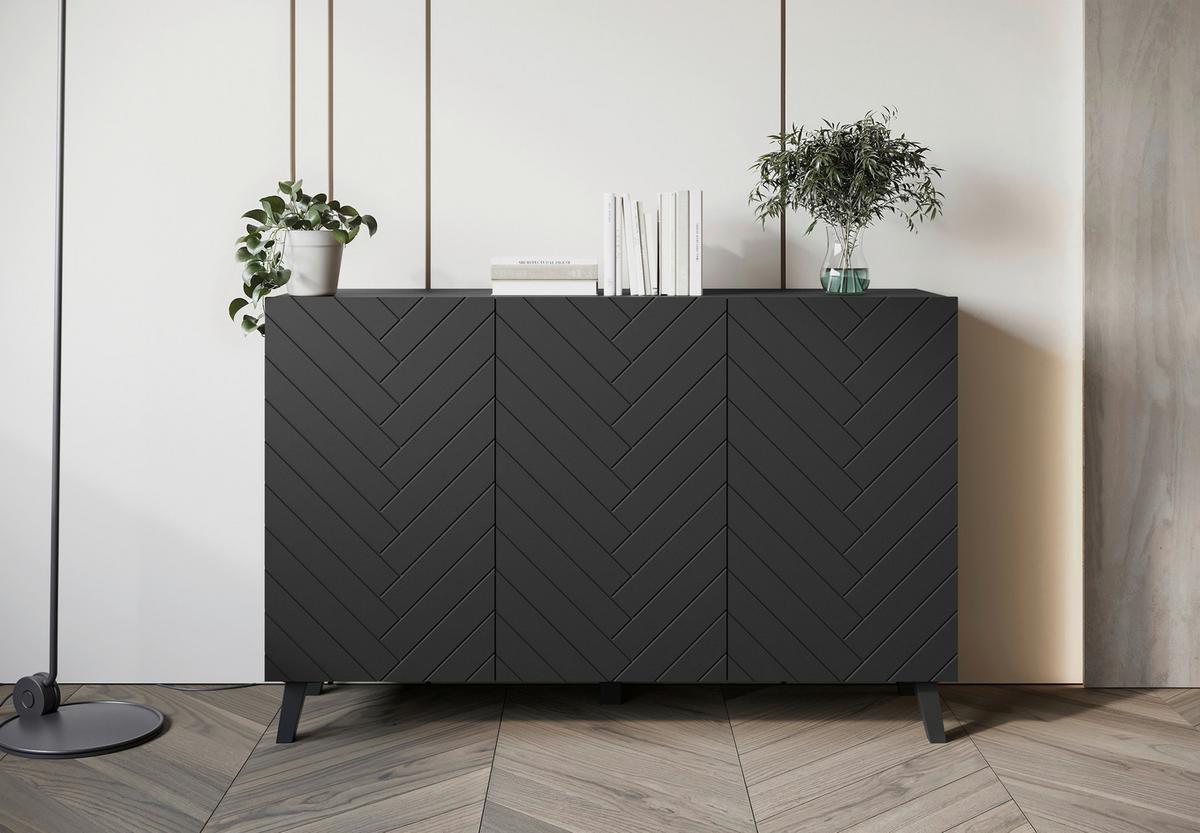 Sideboard Phuket 120 - Schwarz, Design, Holzwerkstoff (120/78/39,1cm) - Livetastic