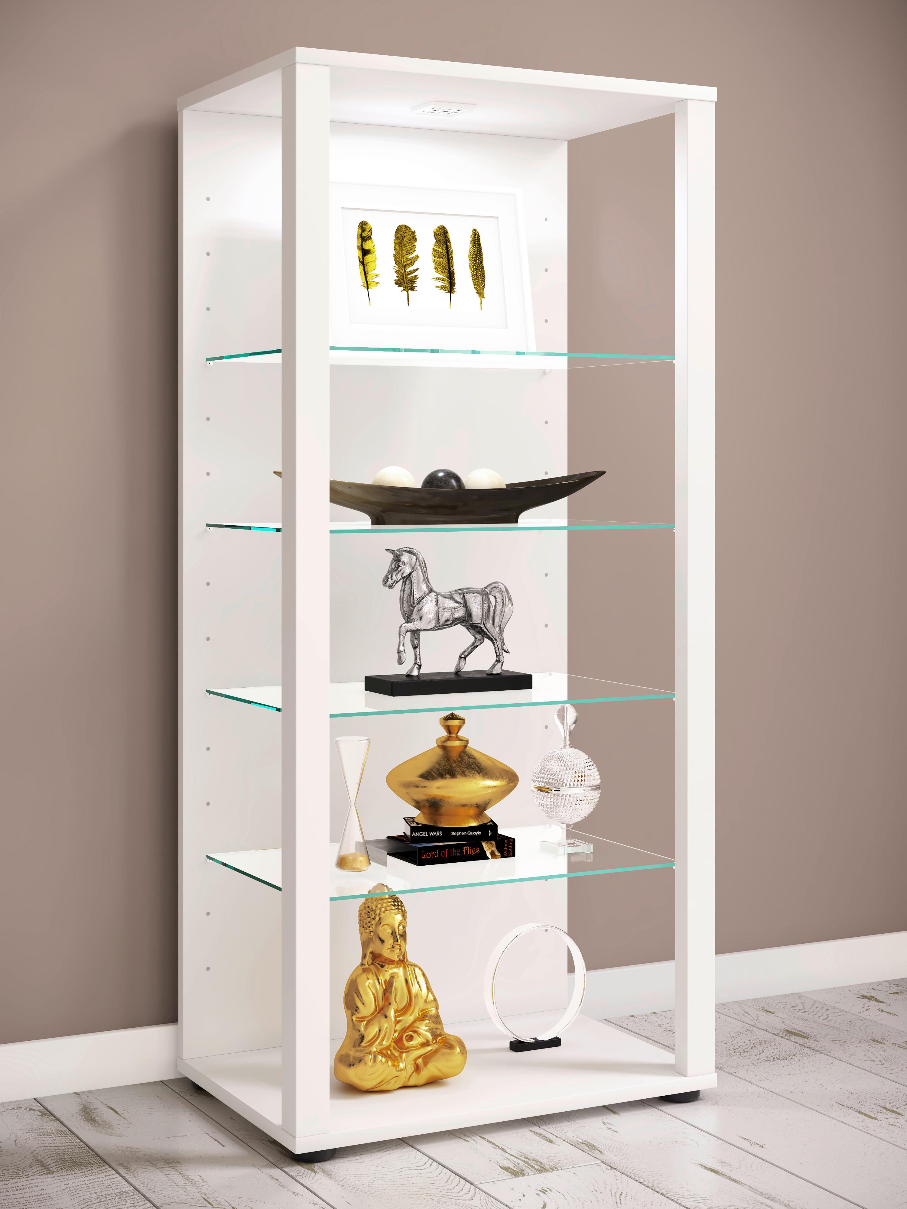 Vitrine Glasol B: 51,8 cm Weiß - Schwarz/Weiß, MODERN, Glas/Holzwerkstoff (51,8/114,5/34,8cm) - MID.YOU