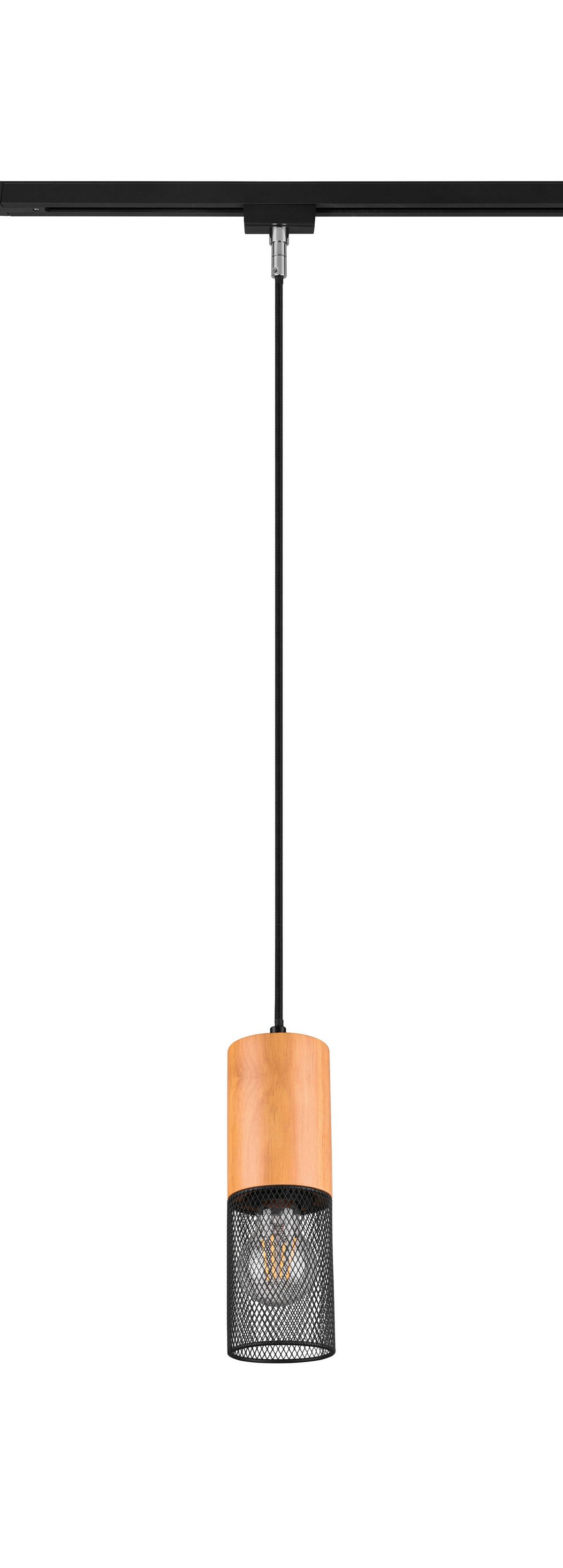 Hängeleuchte Duoline H: 180 cm 1-Flammig mit Holz - Schwarz, Natur, Holz/Metall (8,0/180cm) - Trio Leuchten