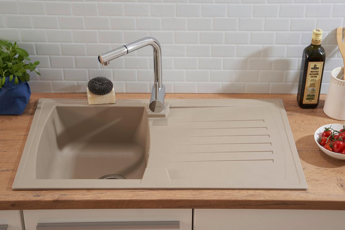 Spüle Respekta Boston Stein Bxt: 86x50 Cm - Beige, Trend, Glas/Kunststoff (86/20/50cm) - Respekta