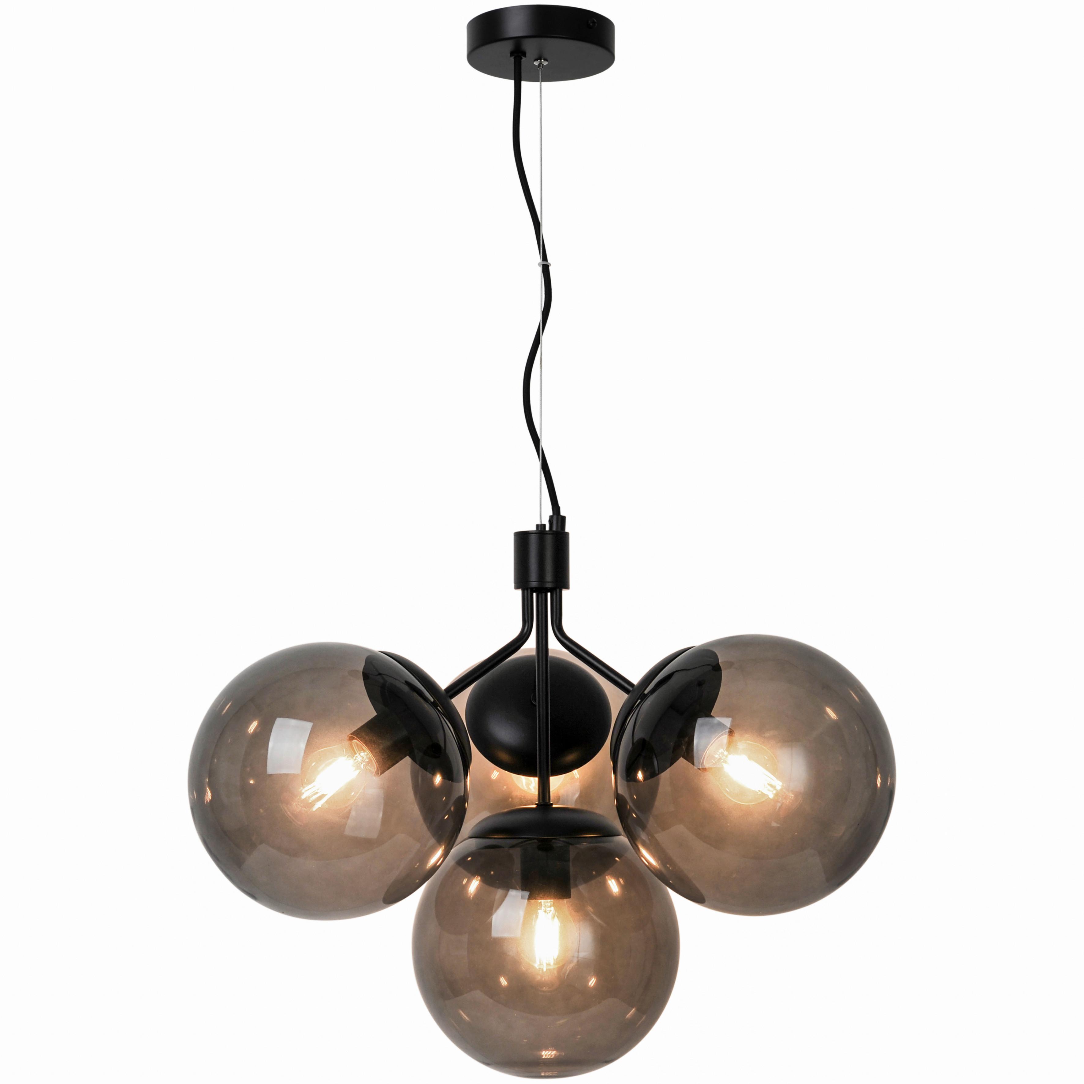 Hängeleuchte Ivona Pela Schwarz  D: 41 cm - Schwarz, KONVENTIONELL, Glas/Metall (41/54cm) - Nordlux