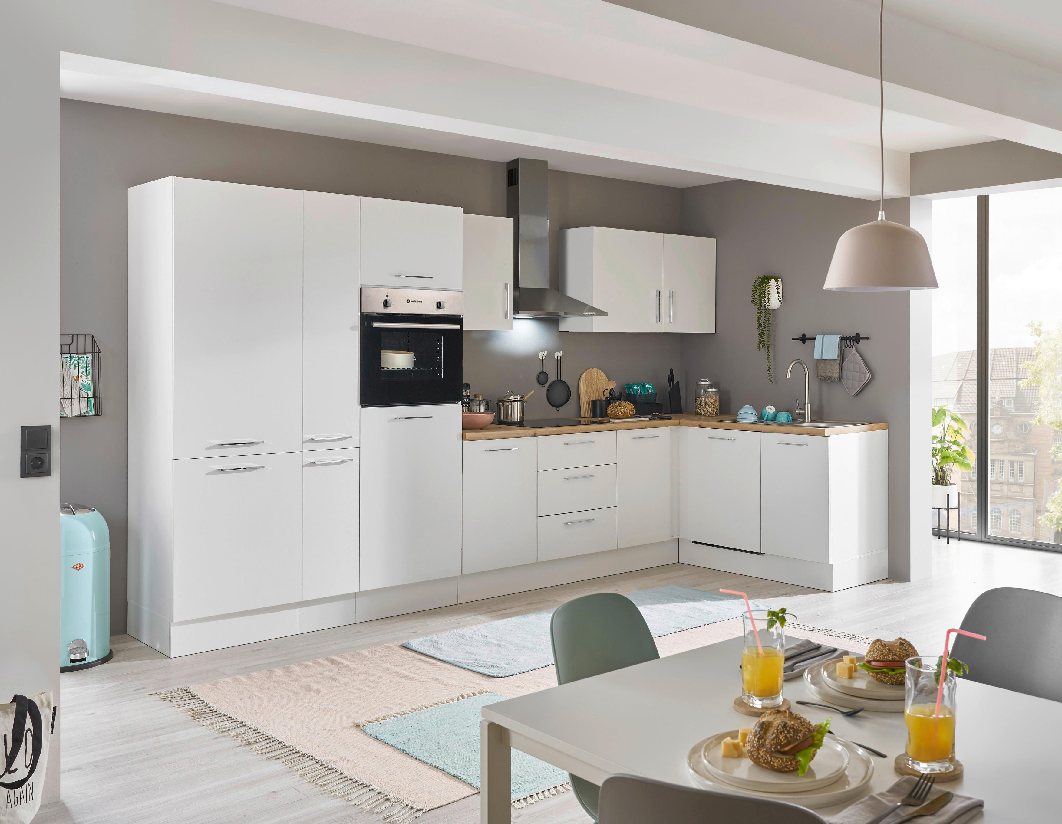 Eckküche Turin Weiß/Eiche Dekor 370x175 cm - Weiß/Eiche Artisan, Basics, Holzwerkstoff (370/175cm) - MID.YOU