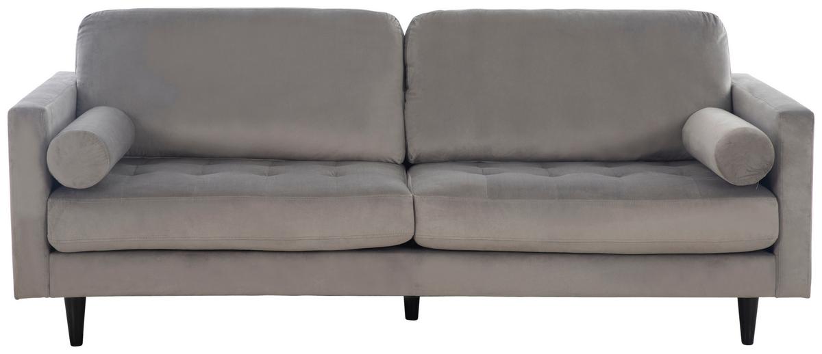 3-sitzer-sofa Janina Samt Grau - Schwarz/Grau, MODERN, Textil (211/88/89cm) - P & B