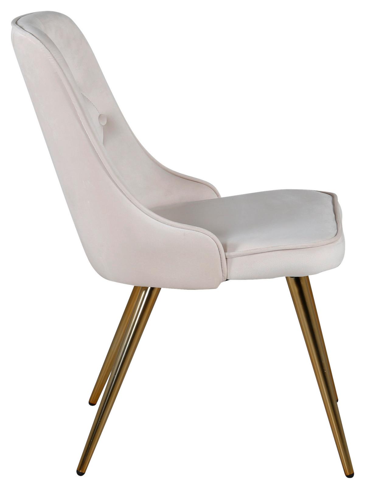 Stuhl-Set Velvet Deluxe - Beige/Messingfarben, Design, Textil/Metall (50/88.5/66cm) - Livetastic