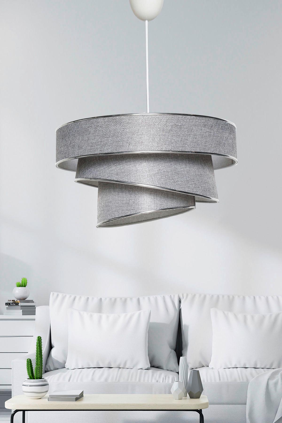 Hängeleuchte Couper H: 72 Cm 1-Flammig, Silberfarben, Grau - Silberfarben/Grau, KONVENTIONELL, Kunststoff/Textil (40/72cm) - P & B