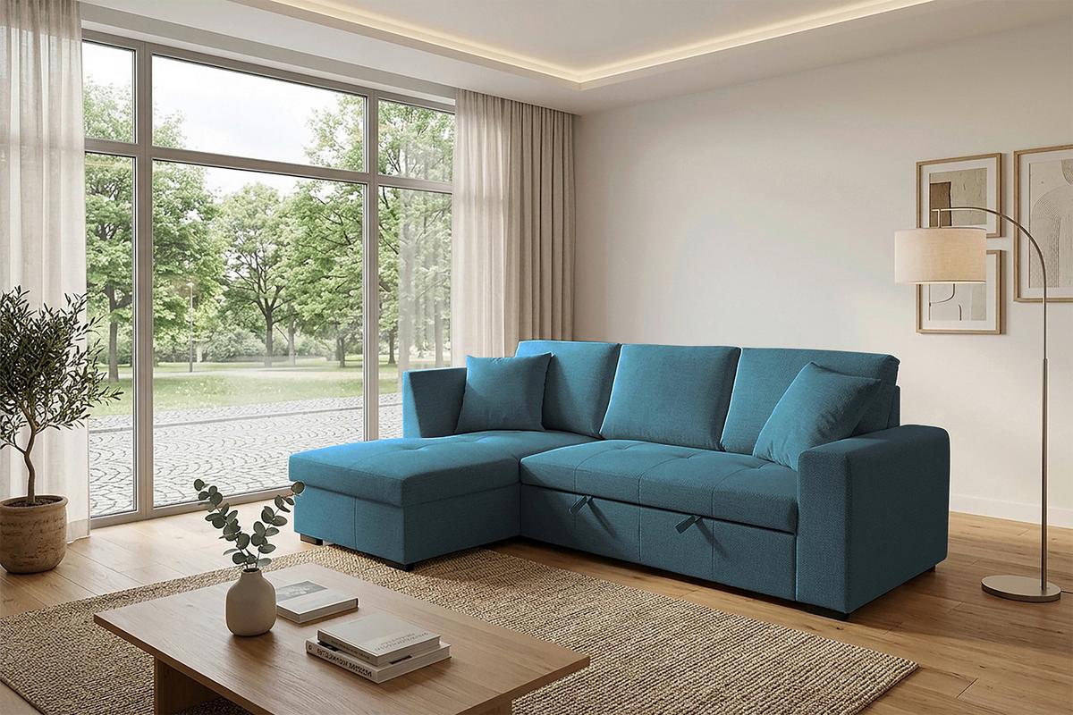 Ecksofa Lukas Blau S: 158x239 Cm - Blau, Trend, Textil (158/239cm)