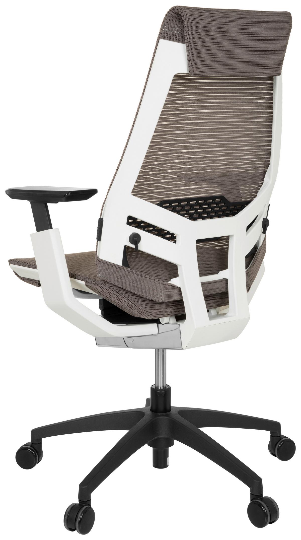 Drehstuhl Genidia Smart White Armstützen Grau Bis 120kg - Schwarz/Weiß, MODERN, Kunststoff/Textil (70/112/55cm) - MID.YOU