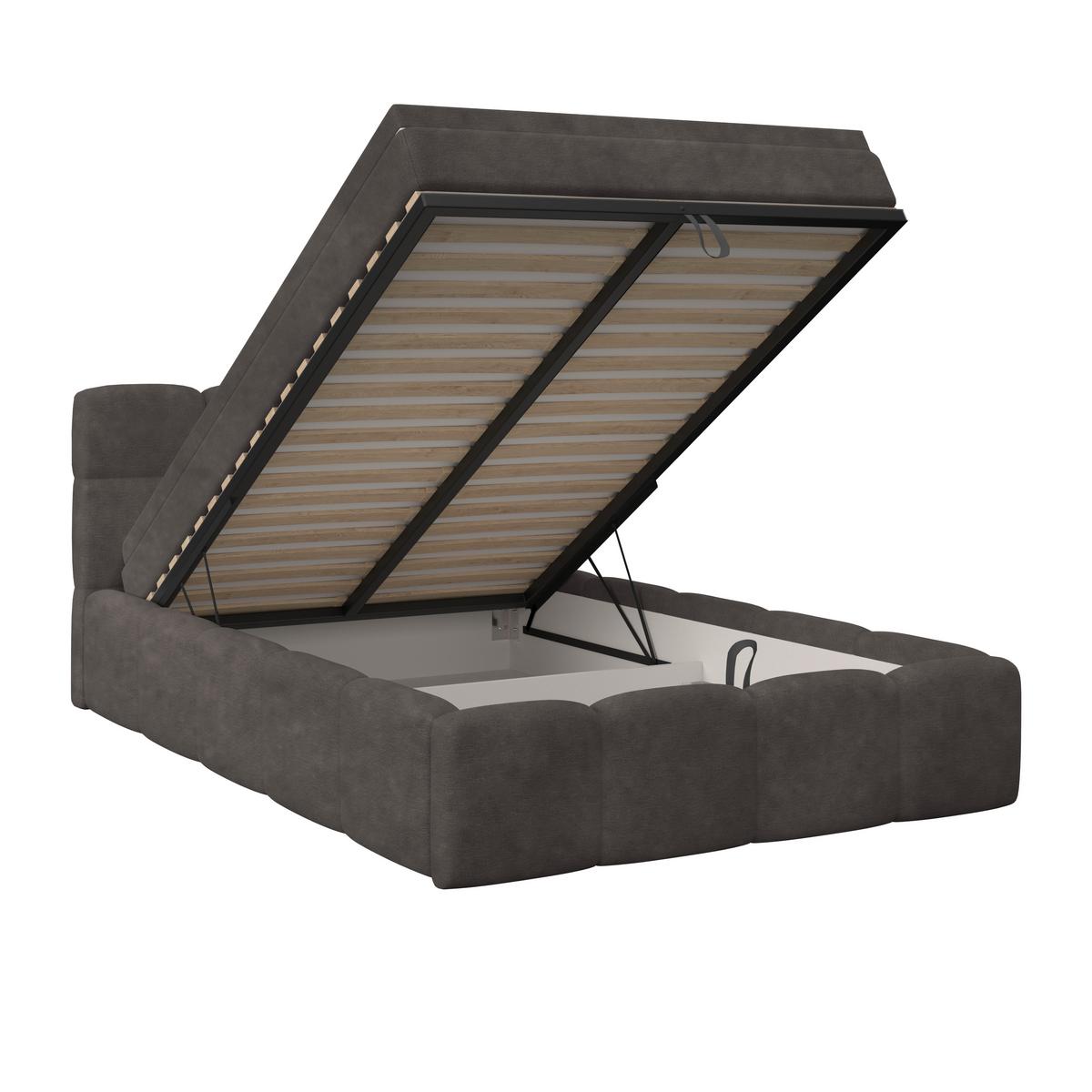 Polsterbett Noe Anthrazit 140x200 cm - Anthrazit/Schwarz, Trend, Textil/Metall (140/200cm)