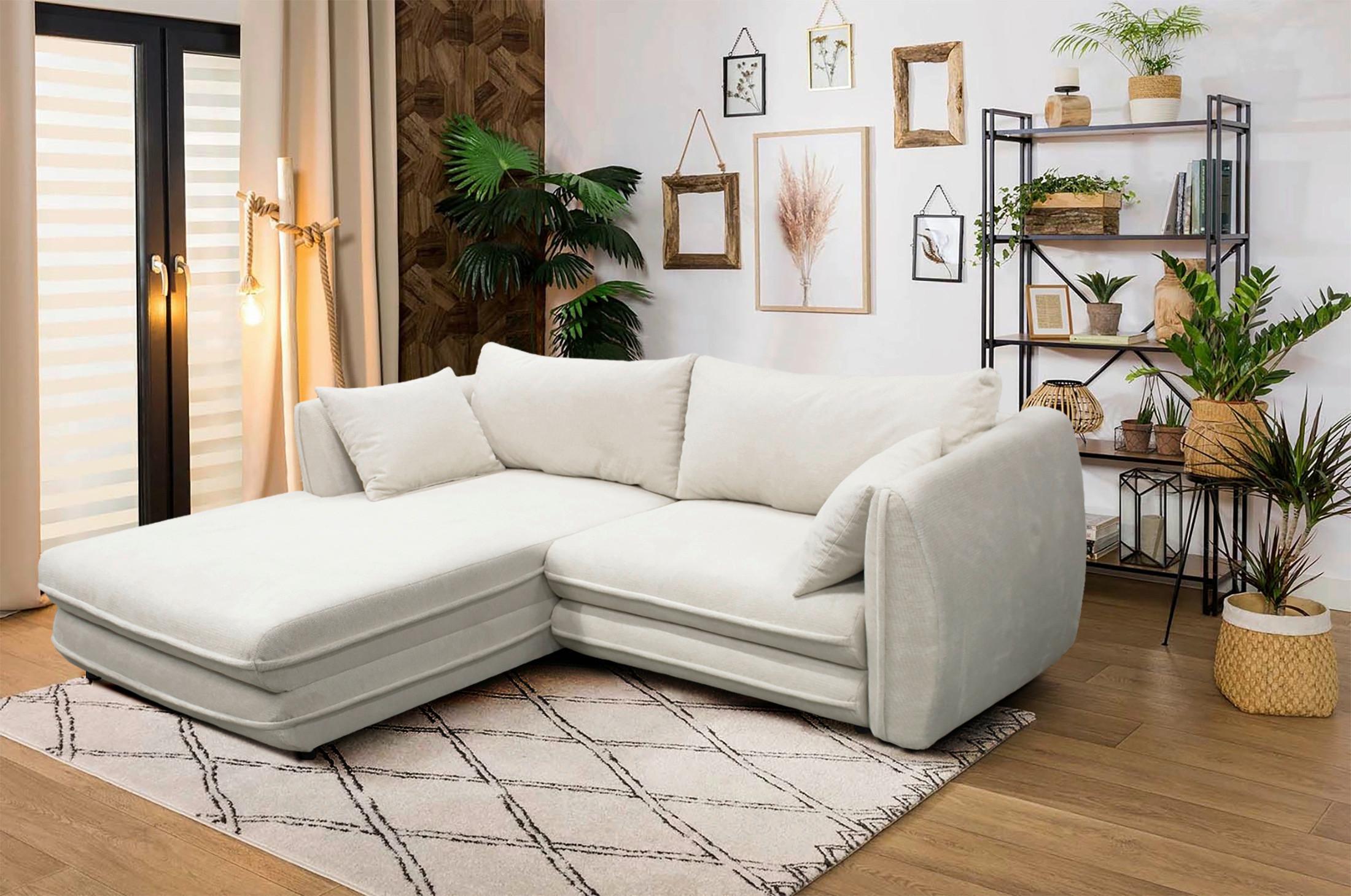 Ecksofa Vivaldi Creme S: 201x240 cm - Creme/Schwarz, Design, Textil (201/240cm) - MID.YOU
