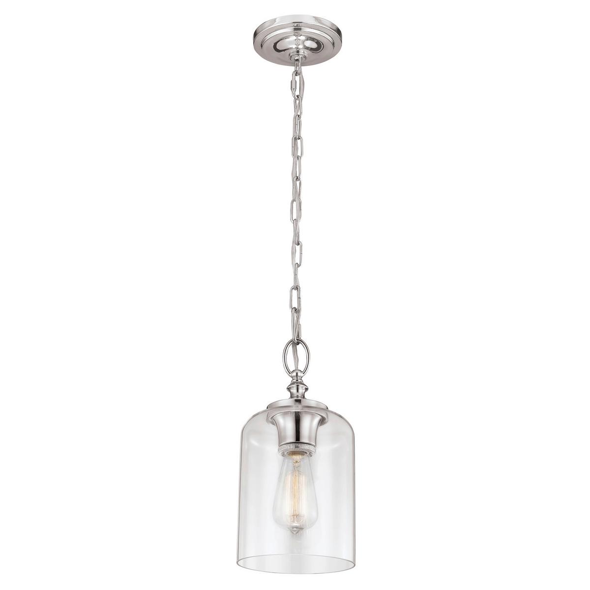 Hängeleuchte Fe-Hounslow-P-Pn - Nickelfarben, Natur, Glas/Metall (16.5/48.3cm) - Elstead Lighting