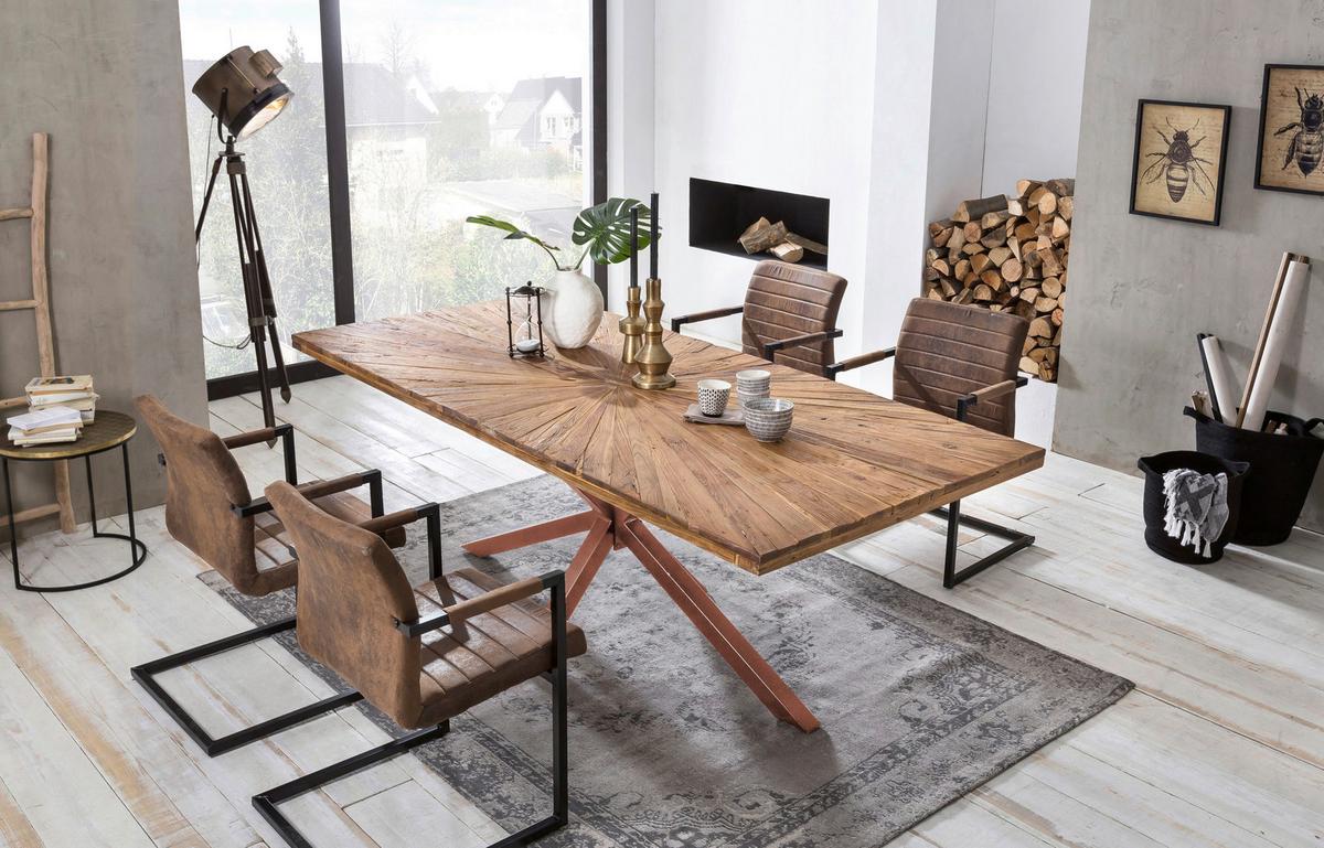 ESSTISCH Braun/Naturfarben L: 180cm - Braun/Naturfarben, MODERN, Holz/Metall (180/100/79cm) - MID.YOU