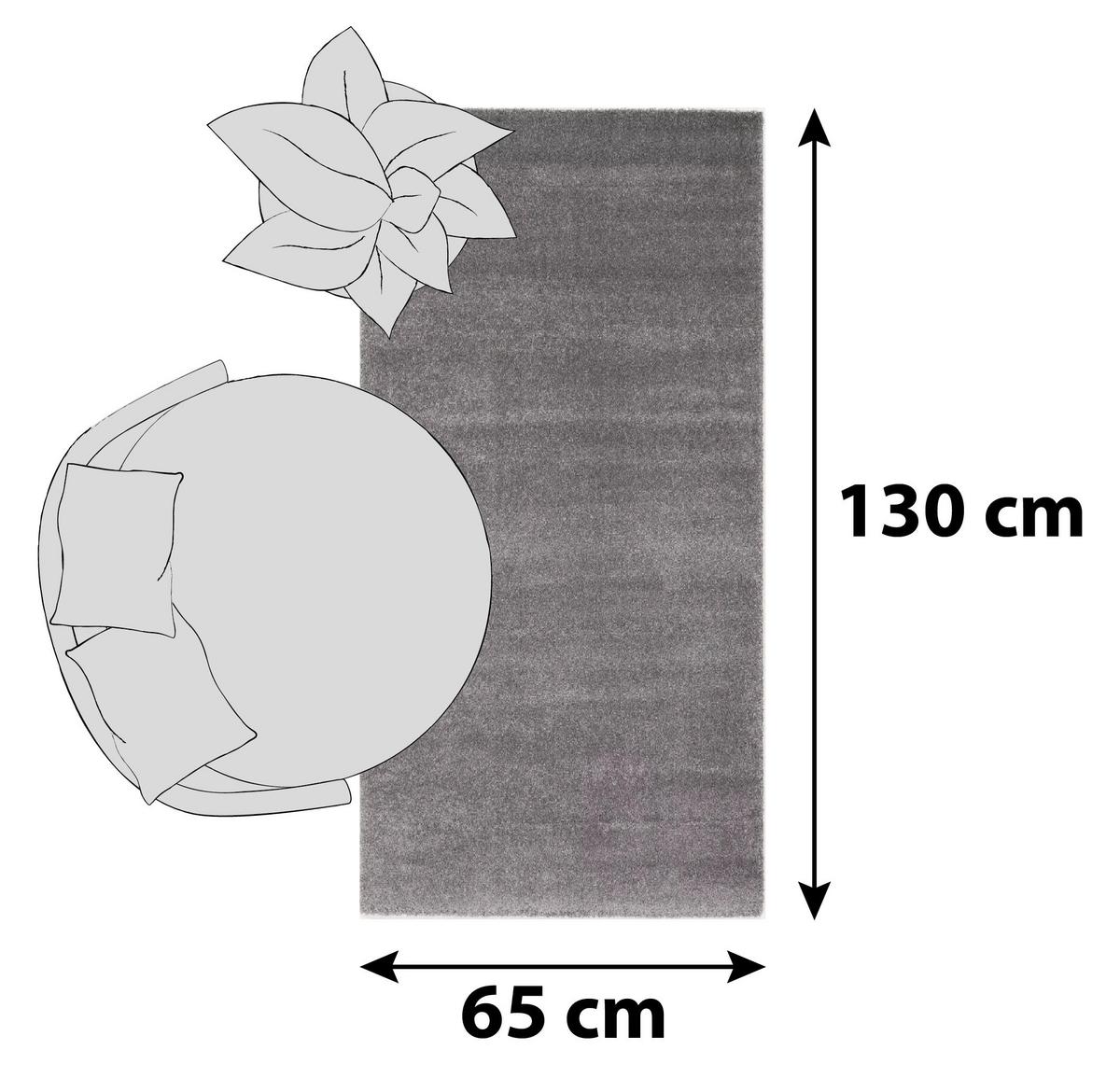 Hochflorteppich Bellevue Grau 65x130 Cm - Grau, Basics, Textil (65/130cm) - Novel