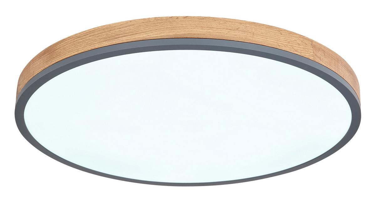 LED-Deckenleuchte Ø 60 cm mit Farbtemperaturenwechsler - Opal/Graphitfarben, Natur, Holzwerkstoff/Kunststoff (60/8,5cm) - Globo