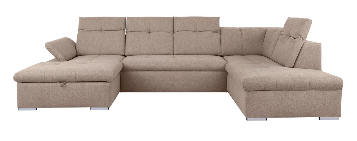 Wohnlandschaft Ramzes Hellbraun U: 173x328x215 cm - Hellbraun/Grau, Design, Textil (173/328/215cm) - MID.YOU