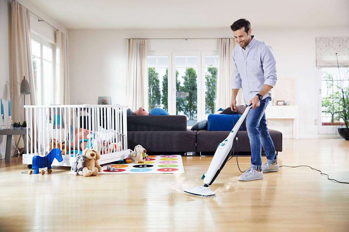 Dampfreiniger Clean Tenso - Weiß, MODERN, Kunststoff (27,6/25,6/64cm) - Leifheit